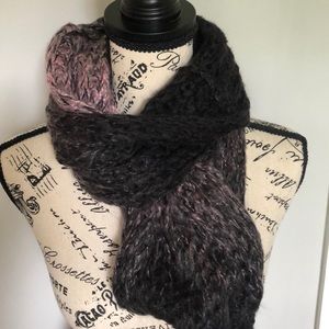Black, Burgundy, & Dusty Rose Ombre Knitted Infinity Scarf